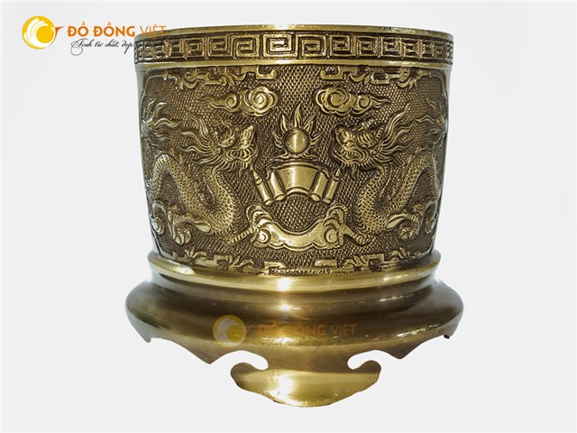 Bát hương đồng cho ban thờ 1m76, 1m97 họa tiết Long Phụng