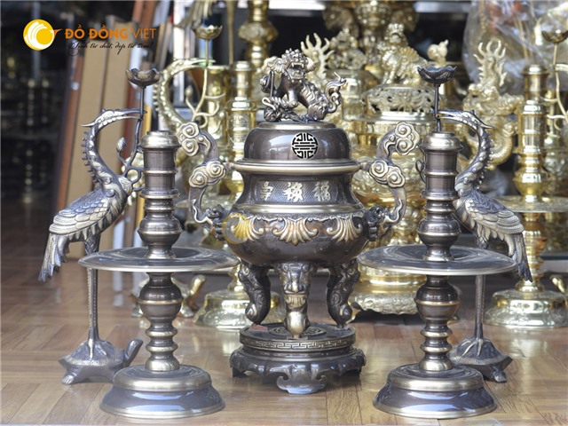 Bộ đỉnh đồng ngũ sự hoa sòi tai mây mài công nghệ