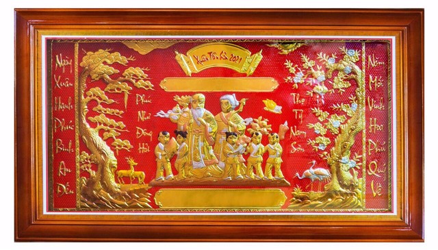 Tranh mừng thọ ông bà bằng đồng KT 87x167