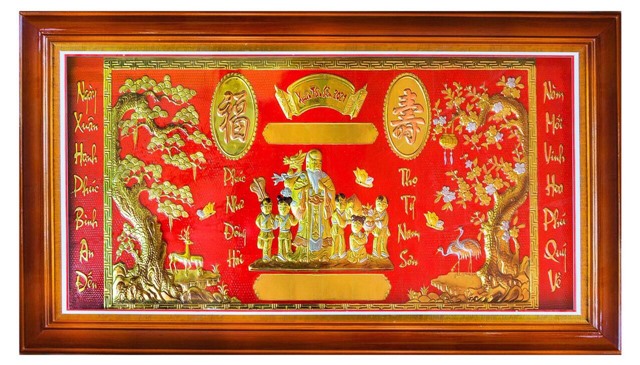 Tranh mừng thọ ông bằng đồng KT 87x167