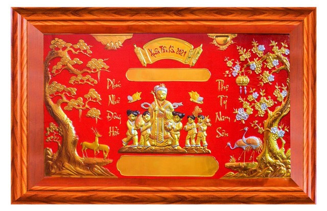 Tranh mừng thọ bà bằng đồng giá rẻ KT 70x110