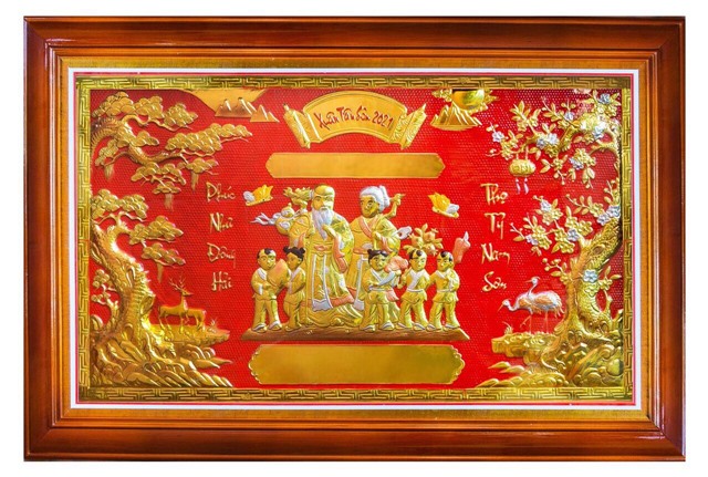 Tranh mừng thọ ông bà bằng đồng giá rẻ KT 70x110