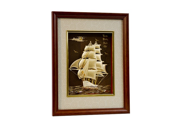 Tranh thuyền buồm dát vàng 24k