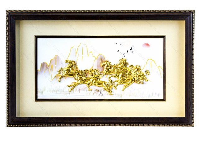 Tranh mã đáo thành công dát vàng