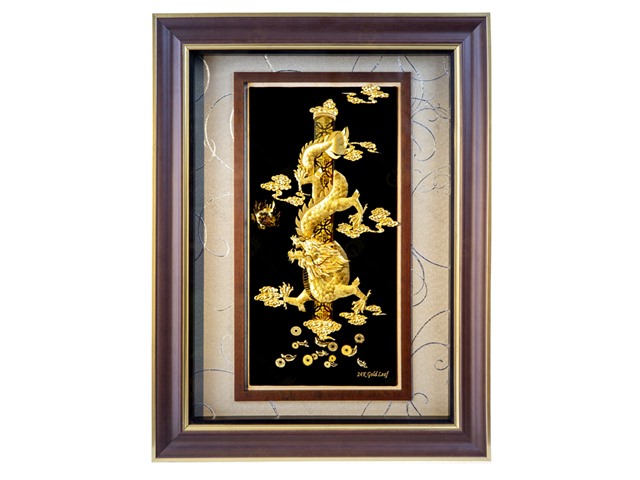 Tranh rồng phú quý dát vàng