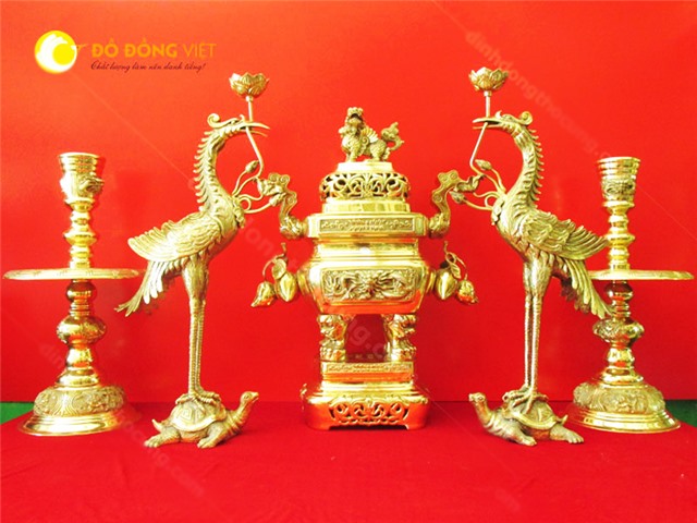 Bộ lư đồng Dapha vuông trái đào KT 70 cm