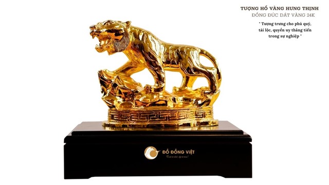 Giá bán tượng hổ vàng hưng thịnh dát vàng tại Bến Tre