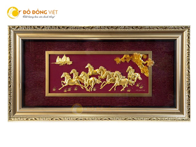 Tranh bát mã dát vàng 24k