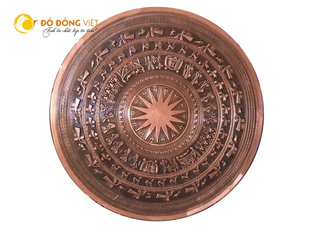 Mặt trống đồng đúc thủ công bằng đồng đỏ