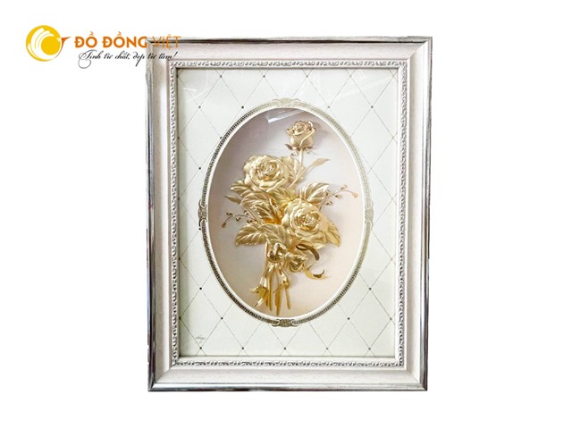 Quà tặng cao cấp- tranh bông hoa hồng dát vàng