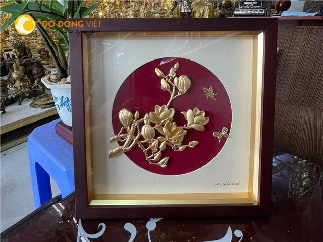 Quà tặng ngày 8/3- tranh hoa lan bằng vàng lá 24k