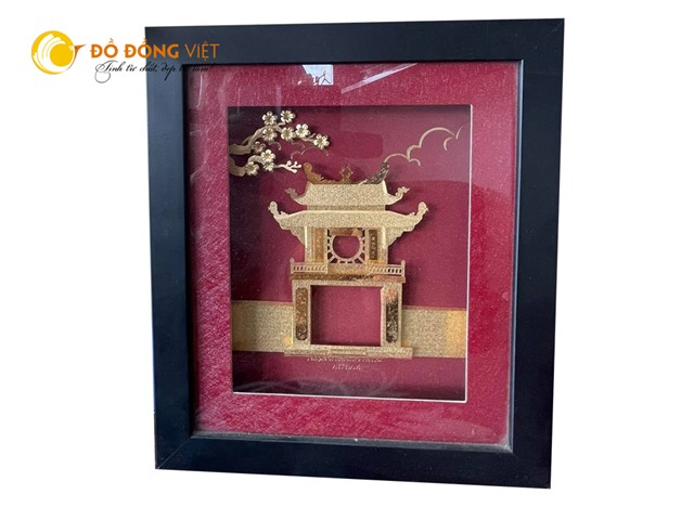 Quà tặng đối tác nước ngoài- tranh Khuê Văn Các bằng vàng lá 24k