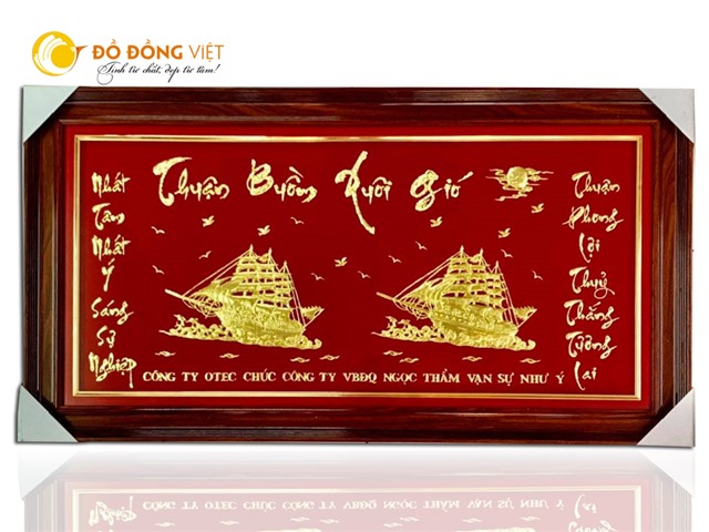 Quà tặng tranh đồng thuận buồm xuôi gió mạ vàng đẹp tinh xảo