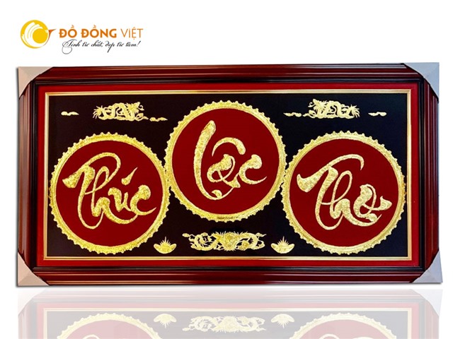 Quà tặng tranh đồng mạ vàng Phúc Lộc Thọ