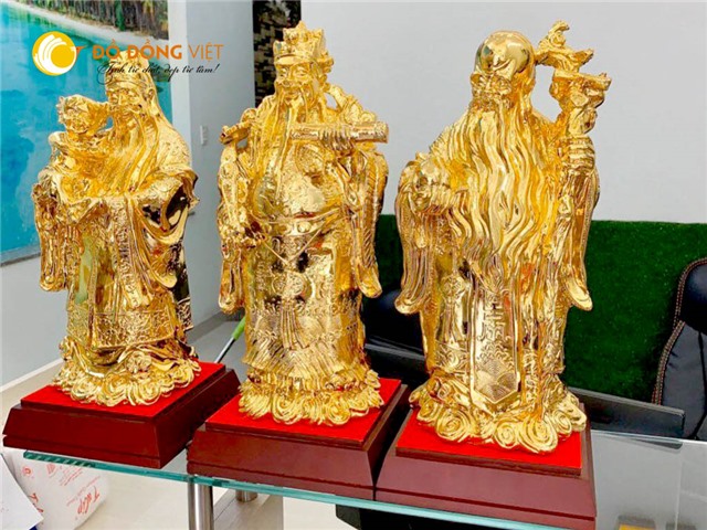 Tượng đồng phúc lộc thọ mạ vàng đẹp tinh xảo