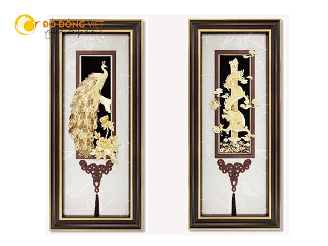 Quà tặng ngày cưới- tranh rồng phượng bằng vàng lá 24k