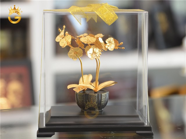 Chậu hoa lan 3 cành đẹp tinh xảo làm quà tặng sếp nữ