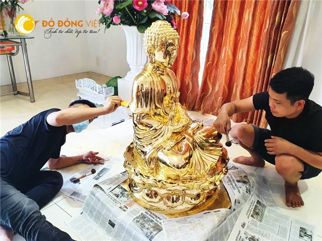 Đúc tượng Phật bằng đồng dát vàng theo yêu cầu