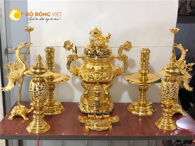 Bộ đỉnh đồng thất sự mạ vàng 24k cao cấp