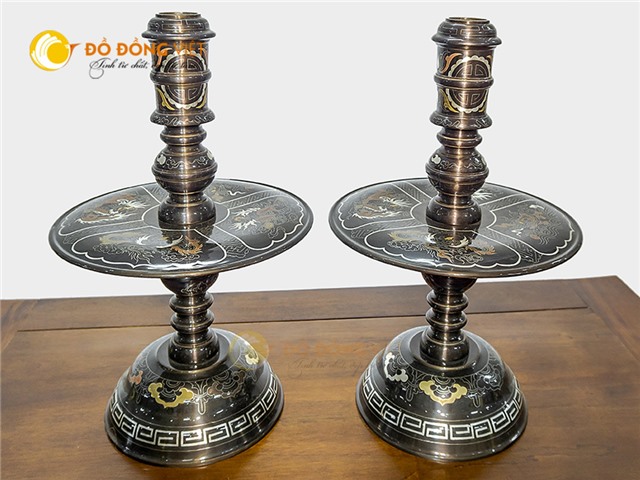 Đôi chân nến khảm ngũ sắc mẫu mới