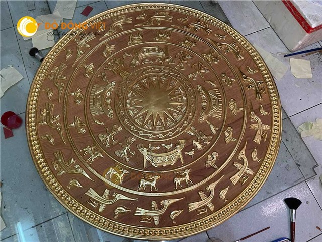 Mặt trống bằng gỗ dát vàng theo yêu cầu