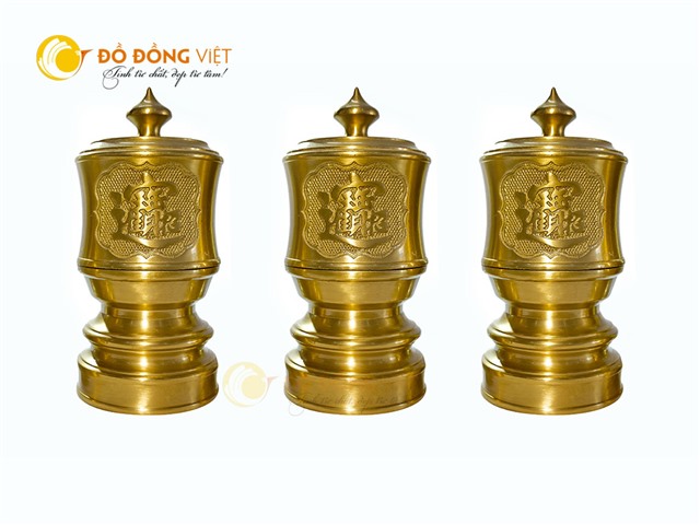 Bộ đài thờ bằng đồng vàng mờ, đồ đồng thờ cúng giá rẻ