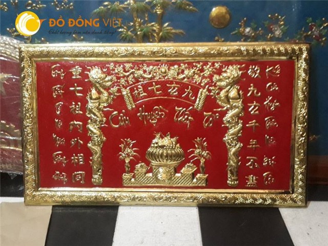 Cửu huyền thất tổ bằng đồng vàng liền tấm đẹp tinh xảo