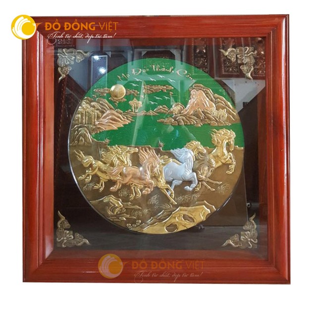 Tranh mã đáo thành công bằng đồng đẹp KT 80x80