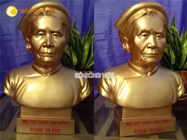 Đúc tượng bán thân cụ bà bằng đồng vàng tinh khiết