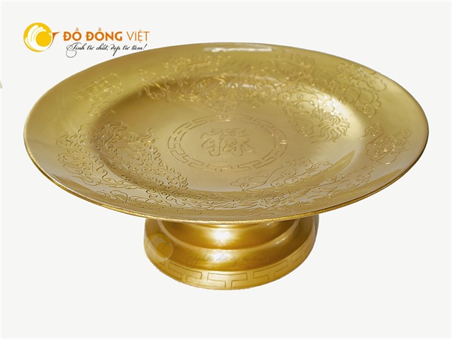 Báo giá mâm bồng bằng đồng vàng chạm long phụng