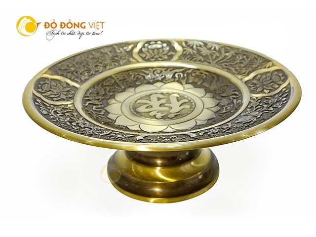 Mâm bồng thờ cúng bằng đồng vàng 
