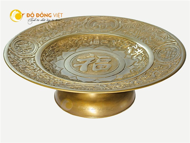 Giá bán mâm bồng bằng đồng chạm hoa văn tinh xảo