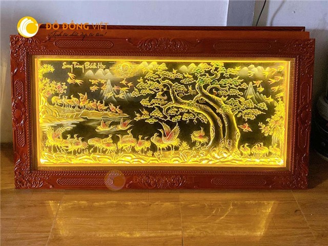 Tranh song tùng bách hạc đèn LED đẹp tinh xảo từng chi tiết