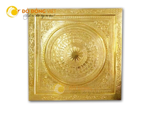 Tranh mặt trống đồng vàng liền tấm đẹp tinh xảo