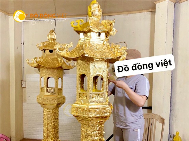 Đúc đèn thờ ngoài trời cỡ lớn cung tiến đình chùa