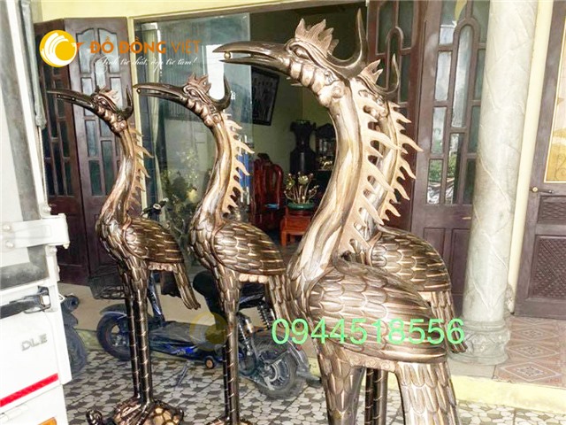 Đúc hạc thờ cỡ lớn bằng đồng tại Hậu Giang