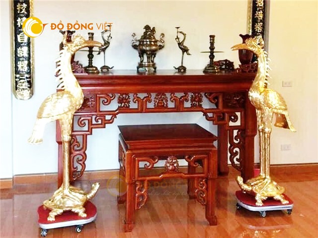 Địa chỉ dát vàng hạc đồng thờ cúng cỡ lớn theo yêu cầu