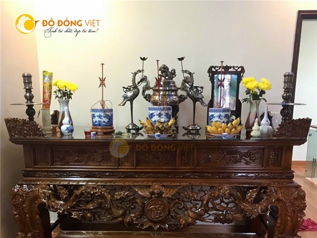 Đỉnh đồng khảm ngũ sắc cao 50cm đẹp tinh xảo