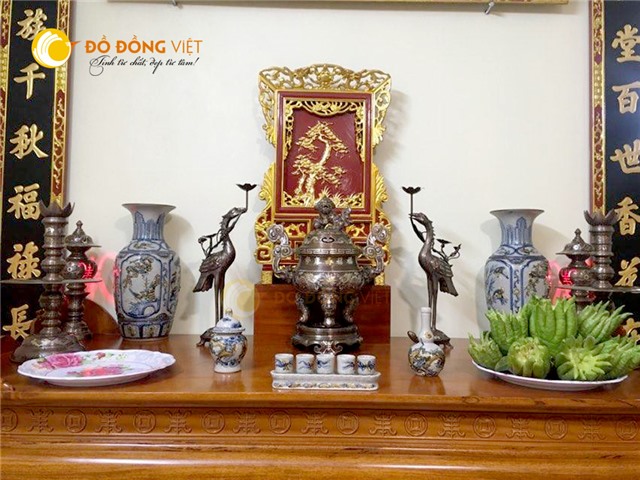 Báo giá bộ đỉnh đồng thờ cúng khảm ngũ sắc 5 chữ vàng tại tỉnh Bạc Liêu