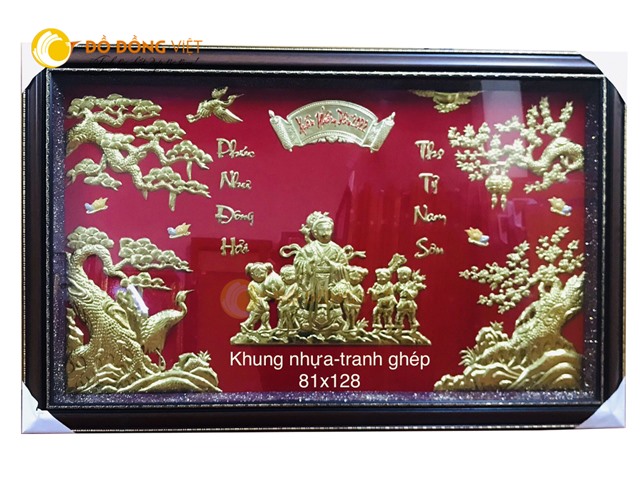 Giá bán tranh mừng thọ cụ bà bằng khung nhựa, tranh ghép