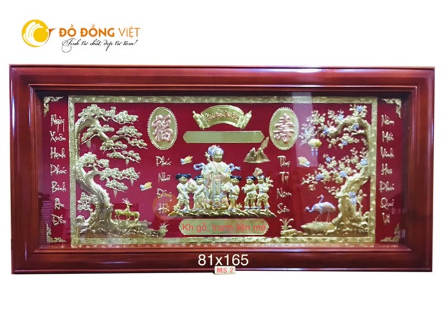 Tranh mừng thọ cụ bà bằng đồng liền mê khung gỗ đẹp