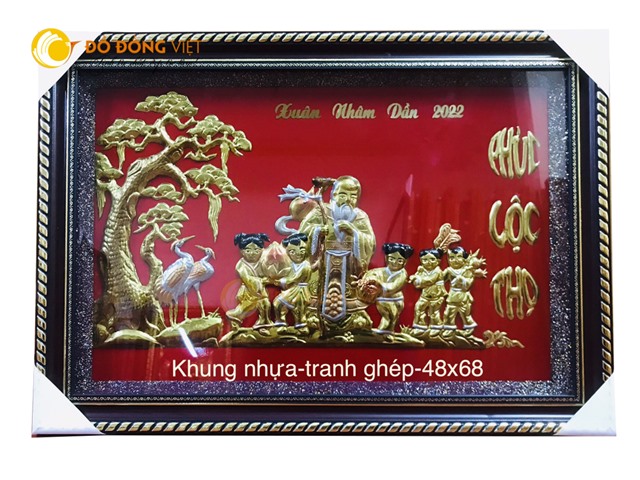 Báo giá tranh mừng thọ cụ ông bằng đồng KT 48 x 68cm