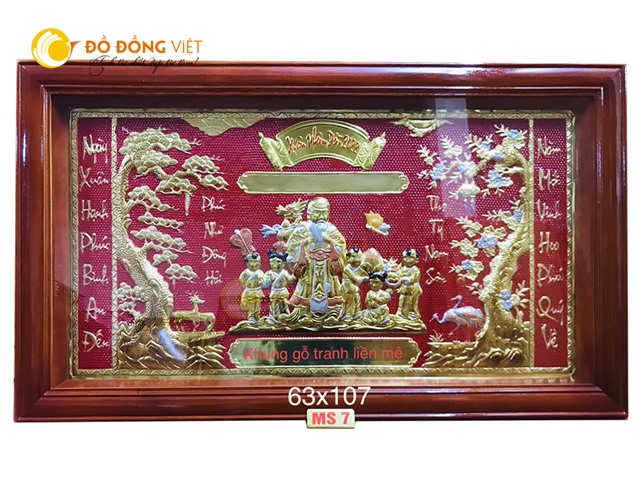 Tranh mừng thọ cụ ông bằng đồng liền mê KT 63x107