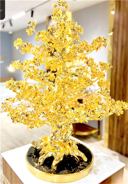 Quà tặng vàng cây mai đồng mạ vàng cao 100cm