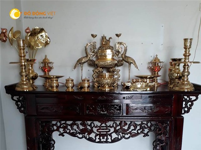 Đỉnh đồng thờ cúng vĩnh tiến đầy đủ phụ kiện đồ thờ 
