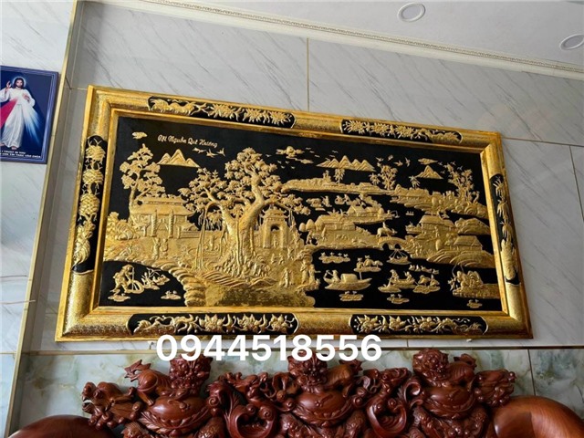 Tranh cuội nguồn quê hương mạ vàng 9999 đẹp sắc nét nhất Cần Thơ