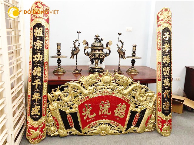 Bộ Cuốn Thư Câu Đối Đẹp Bằng Đồng cho ban thờ 1m76