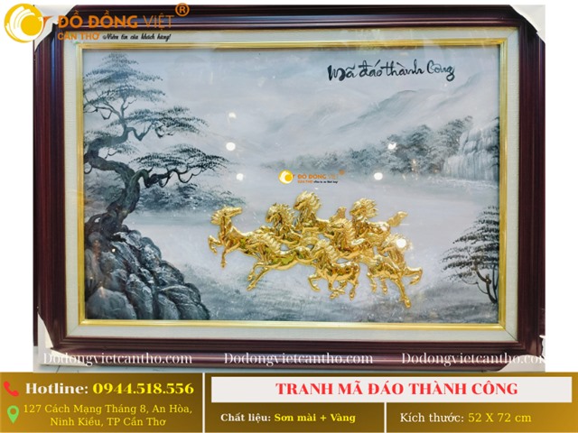 ĐỘC ĐÁO & QUYỀN LỰC: TRANH MÃ ĐÁO VÀNG 24K TRÊN NỀN SƠN MÀI ĐEN HUYỀN BÍ!