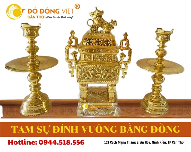 BỘ TAM SỰ ĐỈNH VUÔNG BẰNG ĐỒNG TẠI ĐỒ ĐỒNG VIỆT CẦN THƠ