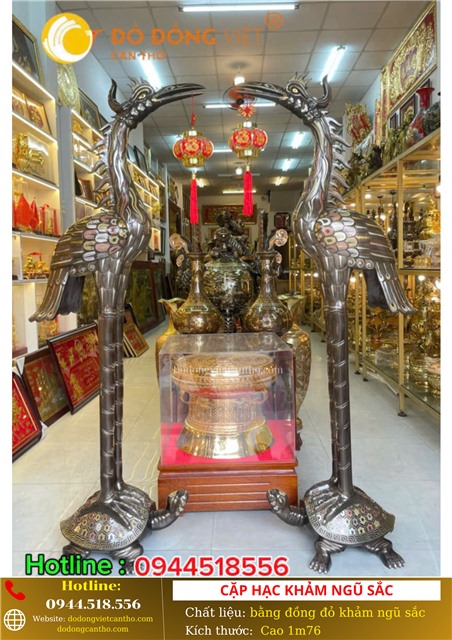 CẶP HẠC KHẢM NGŨ SẮC – TINH HOA NGHỆ THUẬT ĐỒNG VIỆT